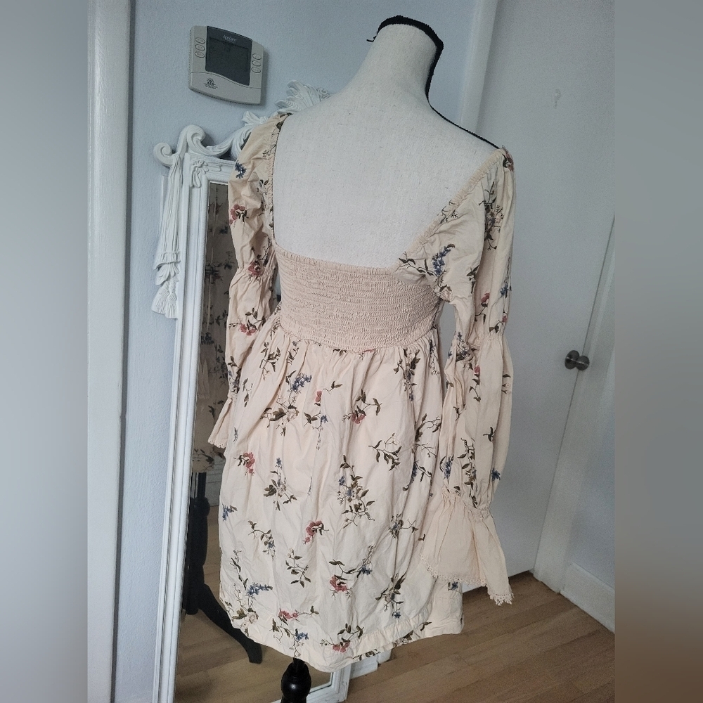 Anthropologie Cream Floral Long Sleeve Dress - Picture 6 of 9